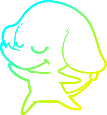 Bir insan tarafından çizilmiş gülümseyen bir filin soğuk gradyan çizimi