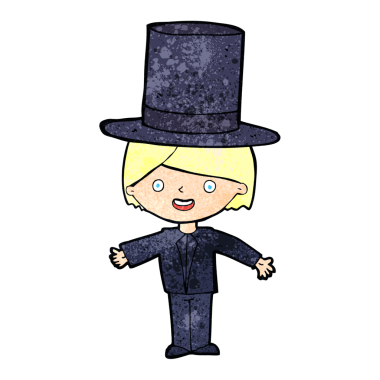 Bir insan tarafından çizilmiş şapkalı bir çizgi film adamı.