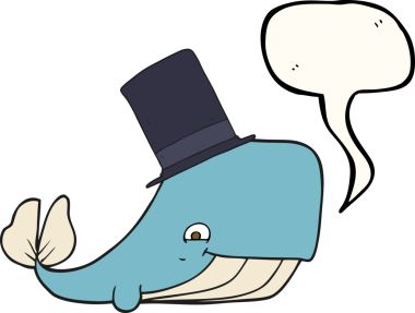 Bir insan tarafından çizilmiş silindir şapkalı balina serbest konuşma balonu.