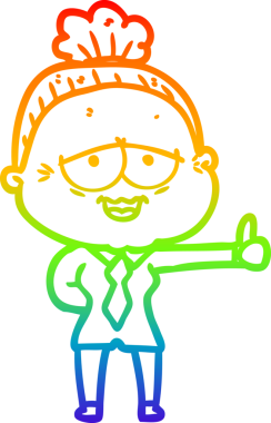 Gökkuşağı gradyan çizgi çizimi Bir insan tarafından çizilmiş mutlu yaşlı kadın