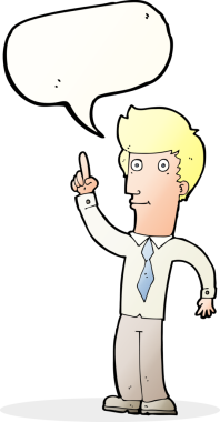 Bir insan tarafından çizilmiş konuşma baloncuğu fikri olan karikatür dostu bir adam.