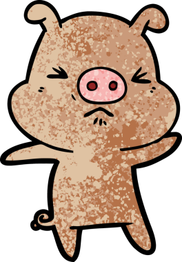 Bir insan tarafından çizilmiş kızgın domuz çizgi filmi.