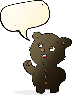 Bir insan tarafından çizilmiş tatlı siyah ayı yavrusu.