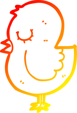 Bir insan tarafından çizilmiş çizgi film kuşunun sıcak gradyan çizimi