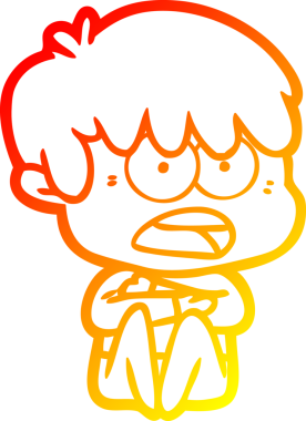 Bir insan tarafından çizilmiş endişeli bir çizgi film çocuğu çizimi.