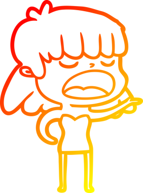 Bir insan tarafından yüksek sesle çizilmiş bir çizgi film kadını çizimi.