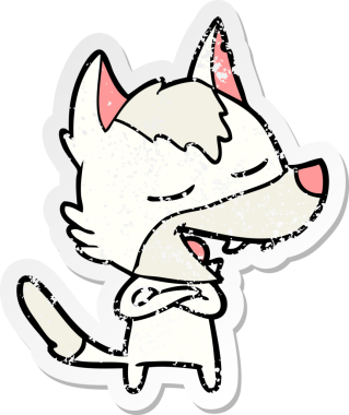 Bir insan tarafından çizilmiş bir karikatür kurdunun sıkıntılı çıkartması.