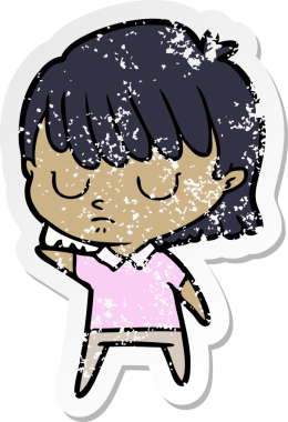 Bir insan tarafından çizilmiş karikatür bir kadının sıkıntılı çıkartması.