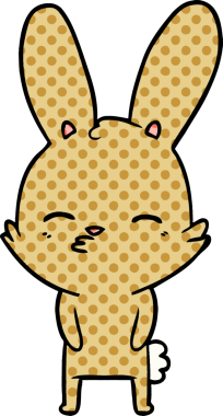 Bir insan tarafından çizilmiş meraklı tavşan çizgi filmi.