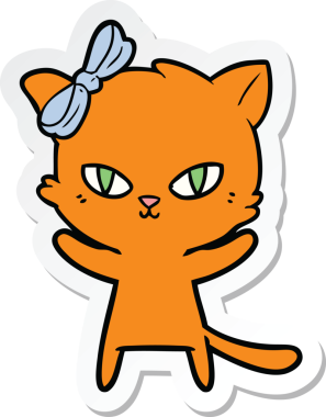 Bir insan tarafından çizilmiş şirin bir çizgi film kedisinin çıkartması.