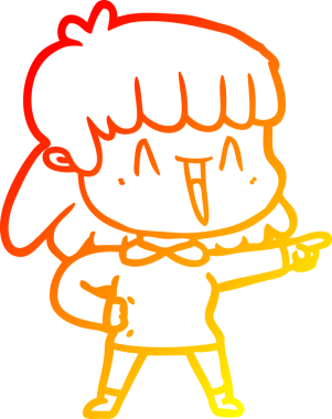 Bir insan tarafından çizilen mutlu bir kızın çizgi çizimi.