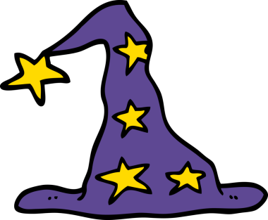 Bir insan tarafından çizilmiş karalama sihirbazı şapkası.