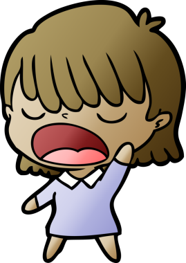 Çizgi filmdeki kadın bir insan tarafından yüksek sesle çizilmiş.