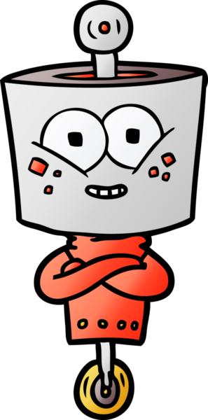 Bir insan tarafından çizilmiş mutlu çizgi film robotu