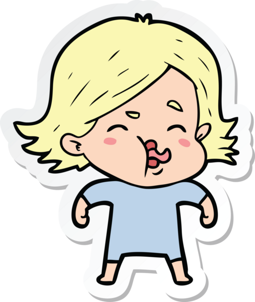 Bir insan tarafından çizilmiş bir karikatür kızının çıkartması.