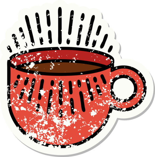 Bir insan tarafından çizilmiş geleneksel kahve tarzında depresif bir etiket dövmesi.