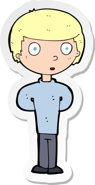 Bir insan tarafından çizilmiş meraklı bir çocuğun çıkartması.