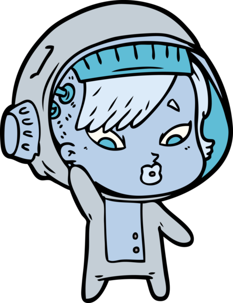 Bir insan tarafından çizilmiş astronot kadın.