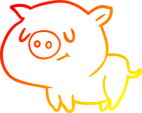 Bir insan tarafından çizilmiş şirin bir domuzun sıcak çizgi çizimi