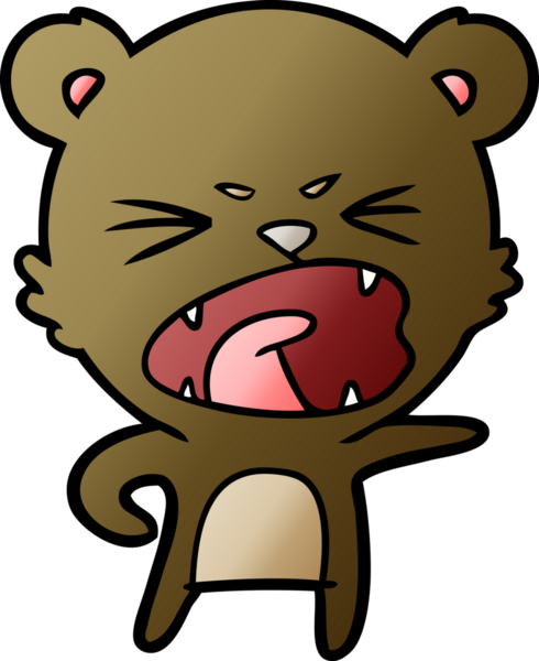 Bir insan tarafından çizilmiş kızgın çizgi film ayısı.