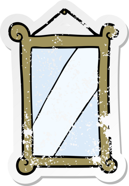 Bir insan tarafından çizilmiş karikatür aynasının sıkıntılı çıkartması