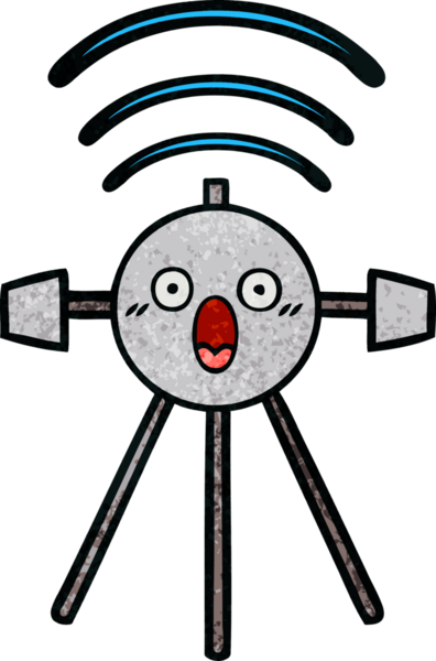 Bir insan tarafından çizilmiş bir uydunun retro grunge desen karikatürü