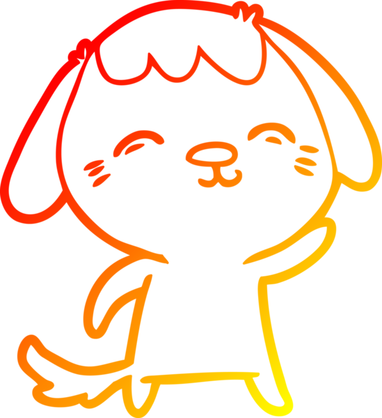 Bir insan tarafından çizilmiş mutlu çizgi film köpeğinin sıcak çizgi çizimi