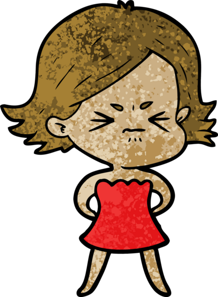 Bir insan tarafından çizilmiş kızgın bir kadın.