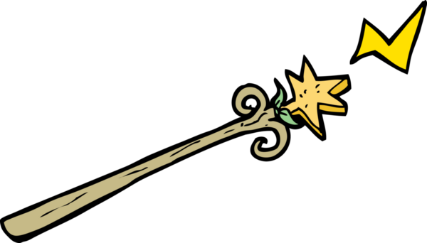 bir insan tarafından çizilmiş sihirli bir değnek.