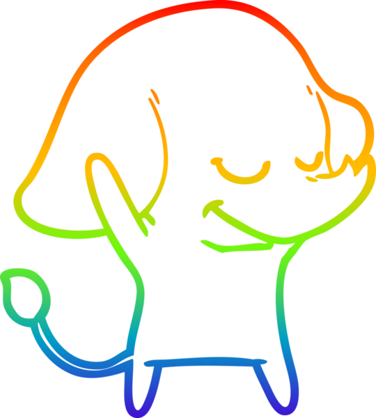 Bir insan tarafından çizilmiş gülümseyen bir filin çizgi çizimi.