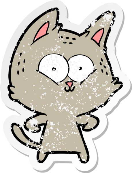 Bir insan tarafından çizilmiş karikatür bir kedinin sıkıntılı çıkartması.