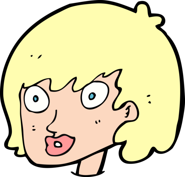 Bir insan tarafından çizilmiş mutlu kadın yüzü.