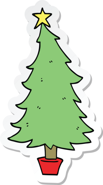 Bir insan tarafından çizilmiş bir karikatür noel ağacının çıkartması.
