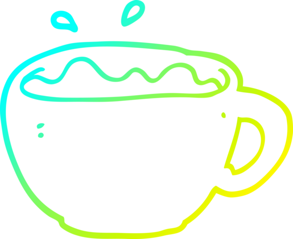 Bir insan tarafından çizilmiş bir kahve fincanının soğuk gradyan çizimi