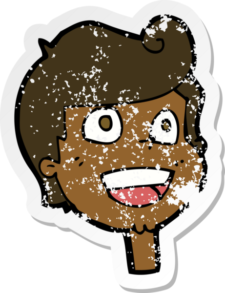 Bir insan tarafından çizilmiş, karikatürdeki kederli mutlu yüz çıkartması.