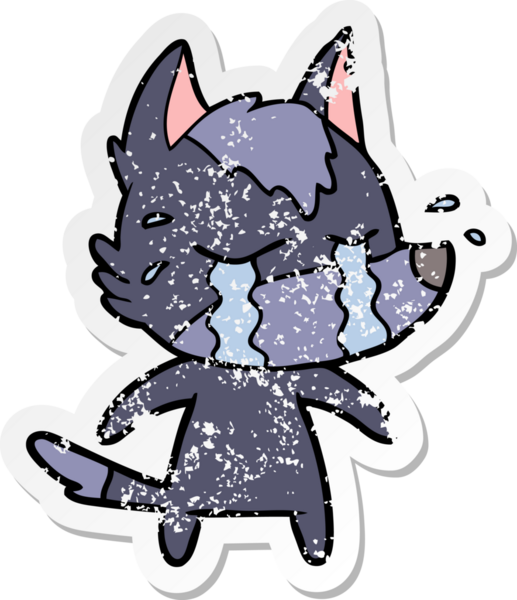 Bir insan tarafından çizilmiş ağlayan bir karikatür çıkartması.