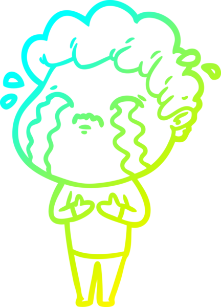 Bir insan tarafından çizilmiş ağlayan bir çizgi film karakteri çizimi.