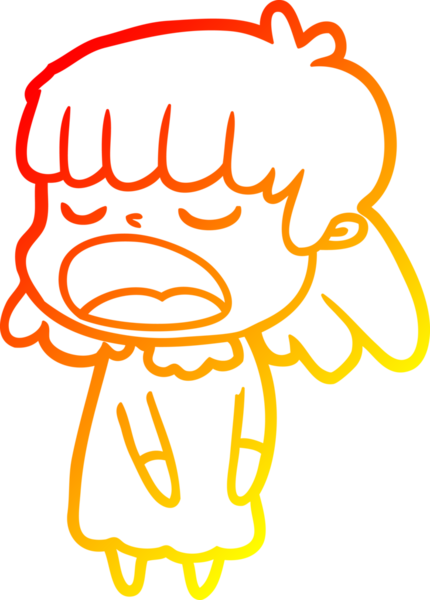 Bir insan tarafından yüksek sesle çizilmiş bir çizgi film kadını çizimi.