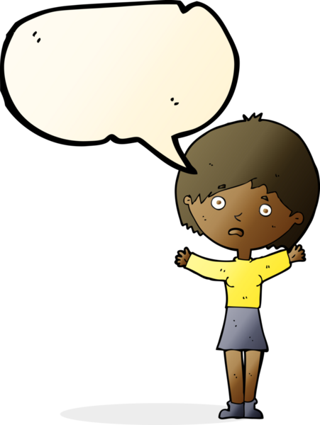 Bir insan tarafından çizilmiş konuşma balonu olan endişeli bir karikatür.