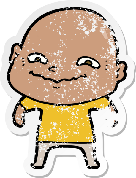 Bir insan tarafından çizilmiş ürkütücü bir çizgi filmin stresli çıkartması.