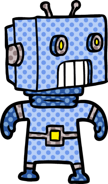 Bir insan tarafından çizilmiş çizgi film robotu