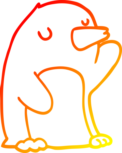 Bir insan tarafından çizilen karikatür pengueninin sıcak çizgi çizimi