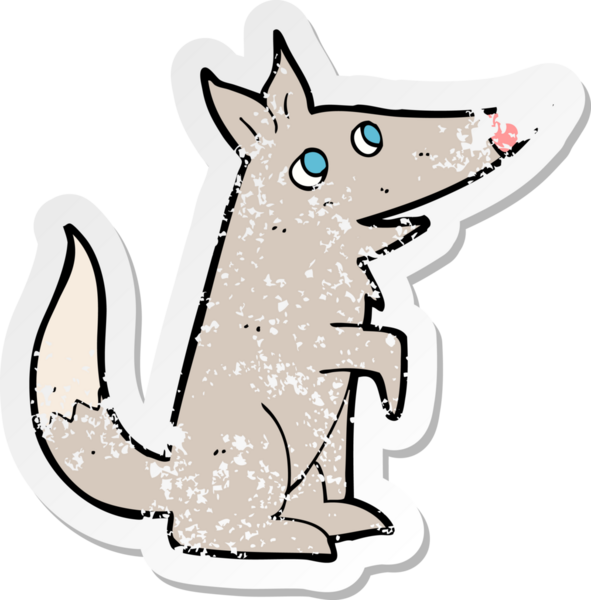 Bir insan tarafından çizilmiş bir kurt yavrusunun gerilimli yapıştırması.