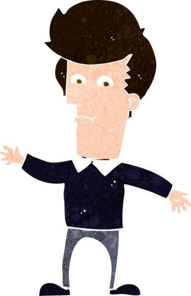 Bir insan tarafından çizilmiş çizgi film el sallayan adam.