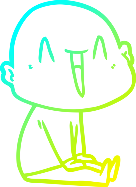 Bir insan tarafından çizilmiş, mutlu, kel bir adamın çizdiği soğuk çizgi.