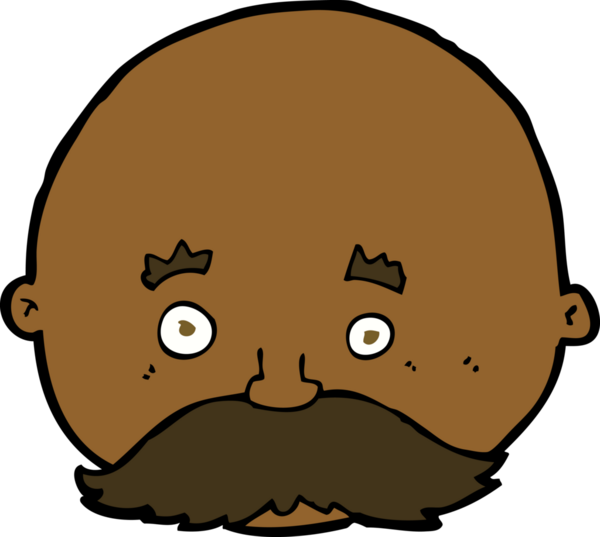 Bir insan tarafından çizilmiş bıyıklı kel bir adam.