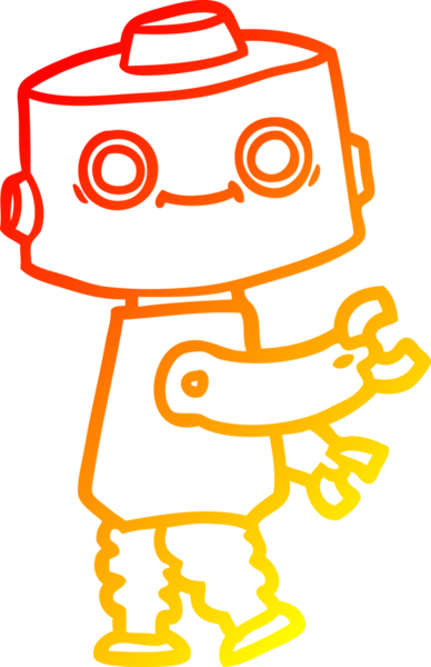 Bir insan tarafından çizilen çizgi film robotunun sıcak çizgi çizimi