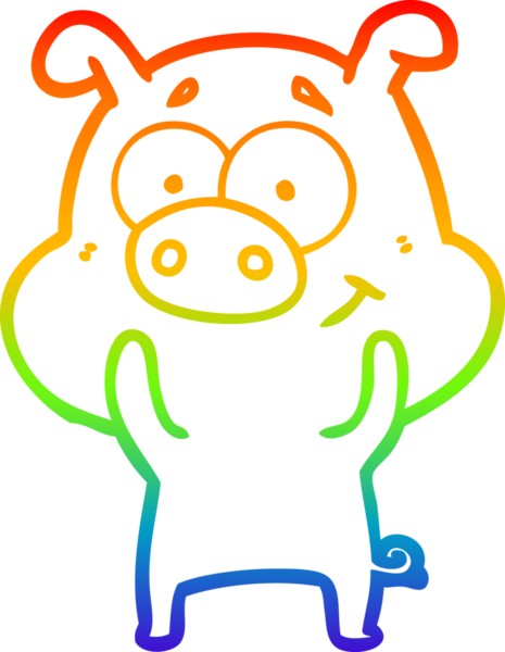 gökkuşağı gradyan çizimi mutlu çizgi domuz çizimi bir insan tarafından çizilmiş