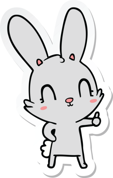 Bir insan tarafından çizilmiş şirin bir tavşanın çıkartması.