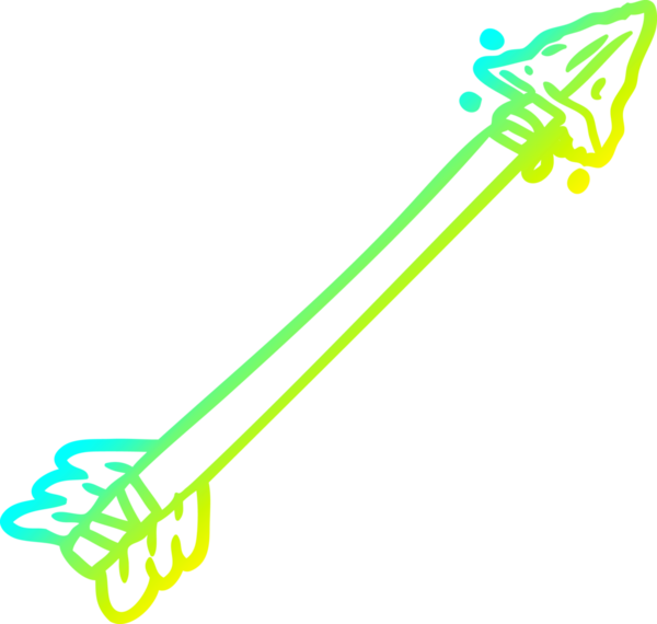 Bir insan tarafından çizilmiş ilkel bir okun soğuk eğik çizgi çizimi